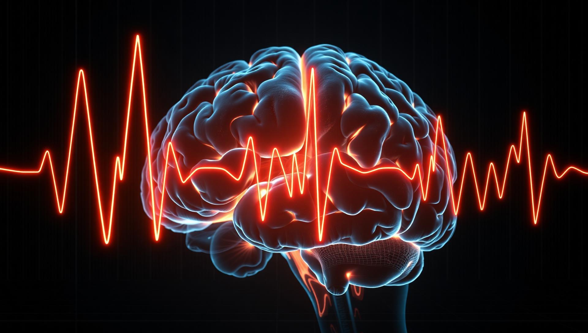 Brain with rhythmic waveform pulses