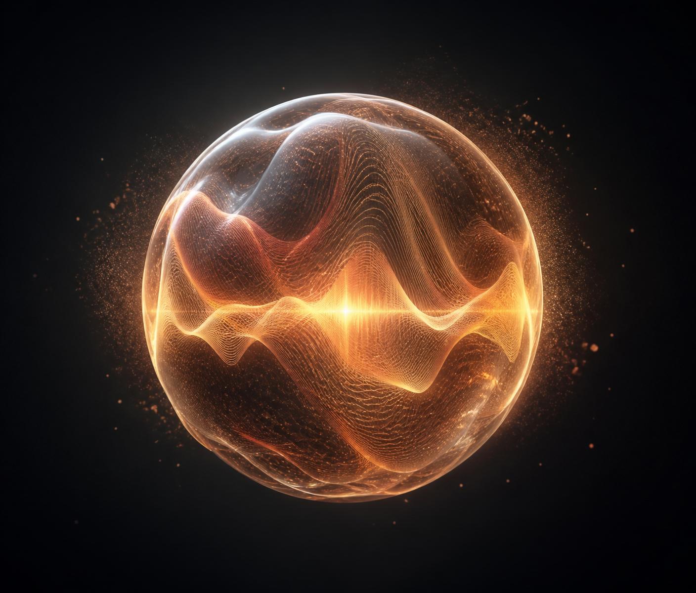 Luminous sound orb representing a private, self-contained listening experience